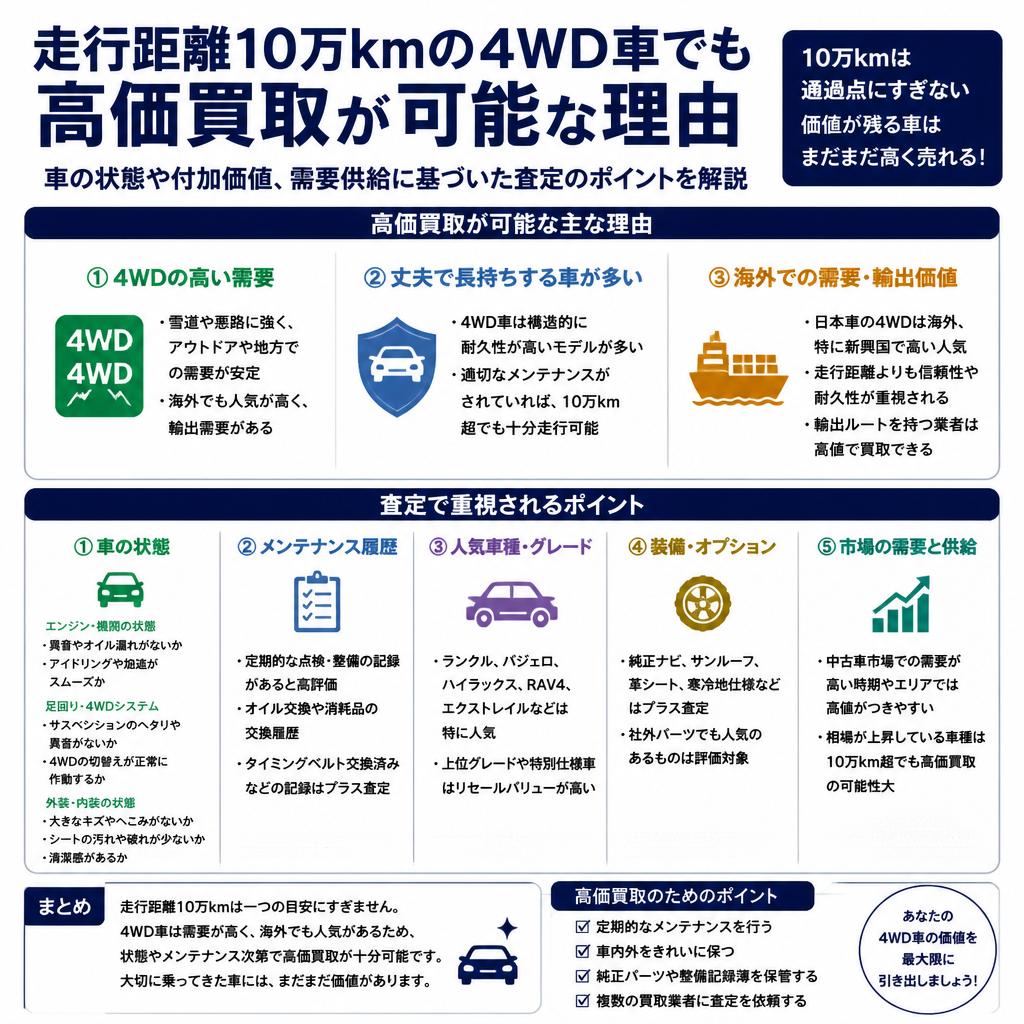 10万㎞の4WD車でも高価買取の理由
